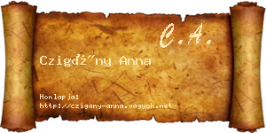 Czigány Anna névjegykártya