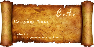 Czigány Anna névjegykártya
